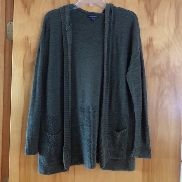 American Eagle Outfitters Sweaters - American Eagle Hooded Cardigan Sweater Green